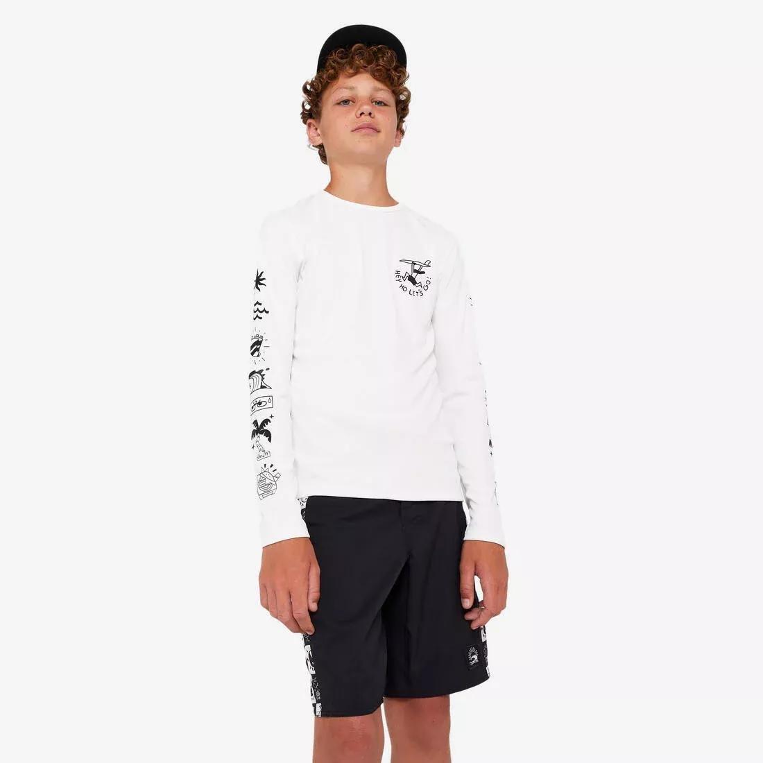 Kids Unisex surfing long sleeve UV-protection t-shirt - 100 Vibes parme, Purple, No Color, medium