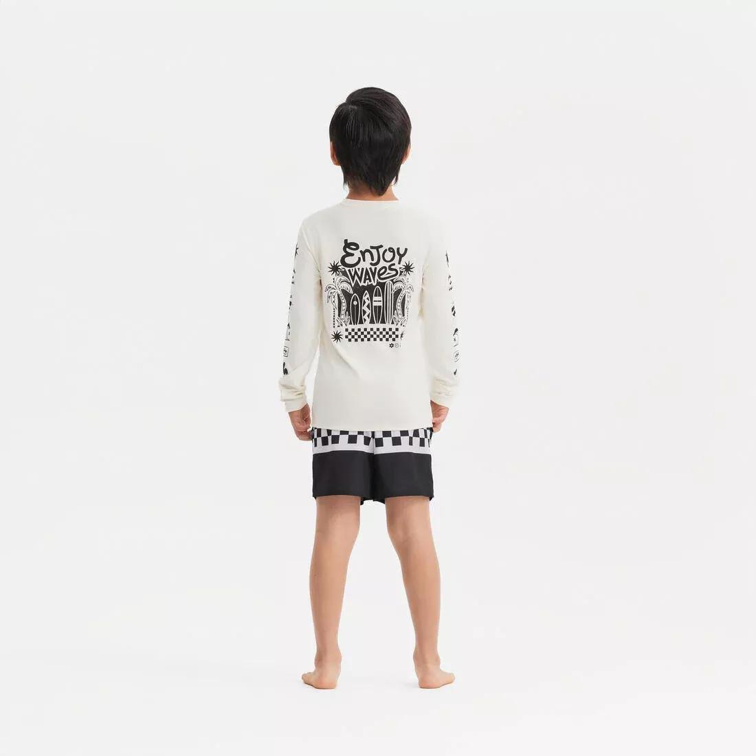 WHITE Kids' surfing long sleeve UV-protection t-shirt - 100 Vibes parme, No Color, large image number 8