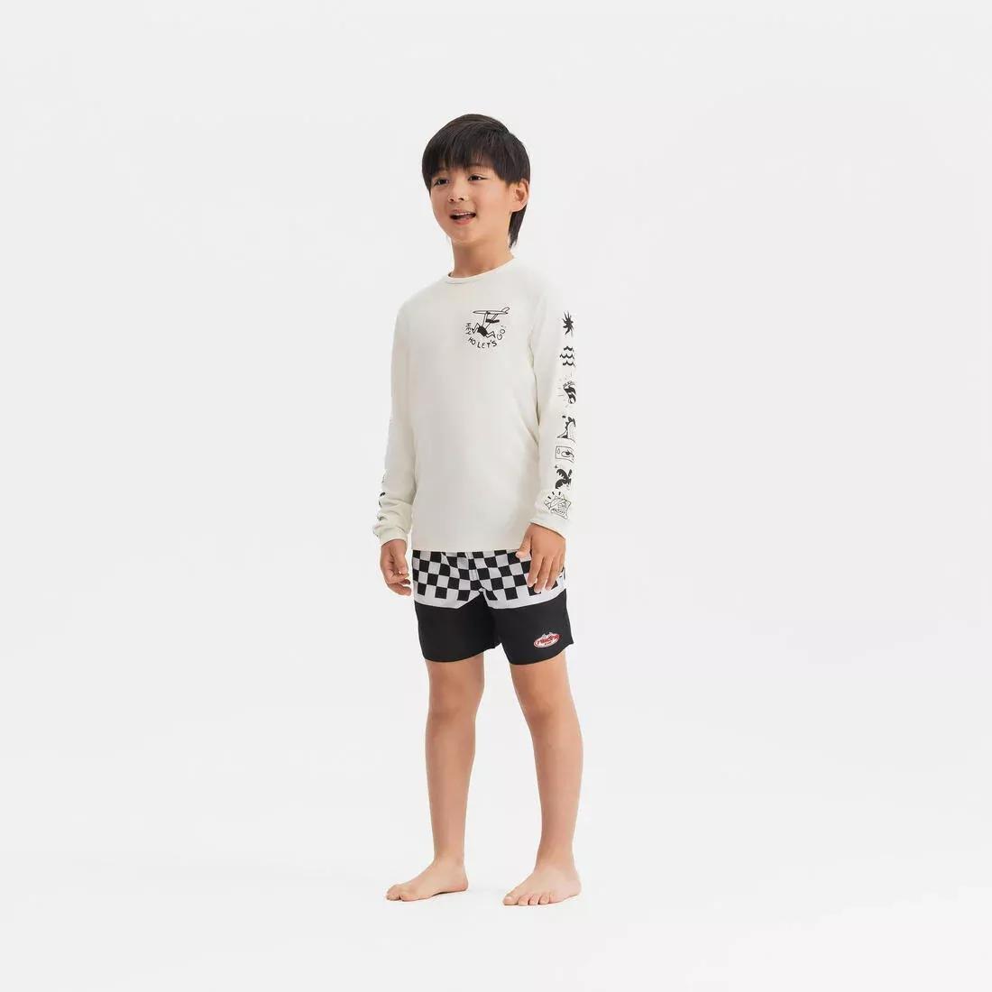 WHITE Kids' surfing long sleeve UV-protection t-shirt - 100 Vibes parme, No Color, large image number 9