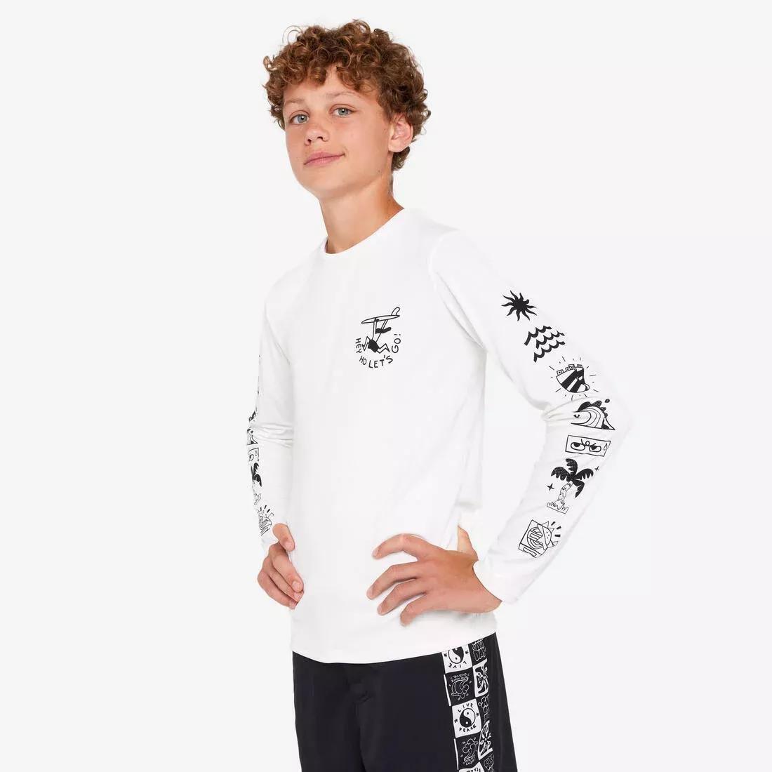 BLACK Kids' surfing long sleeve UV-protection t-shirt - 100 Vibes parme, No Color, large image number 1