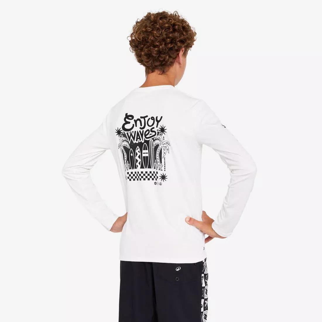 BLACK Kids' surfing long sleeve UV-protection t-shirt - 100 Vibes parme, No Color, large image number 4