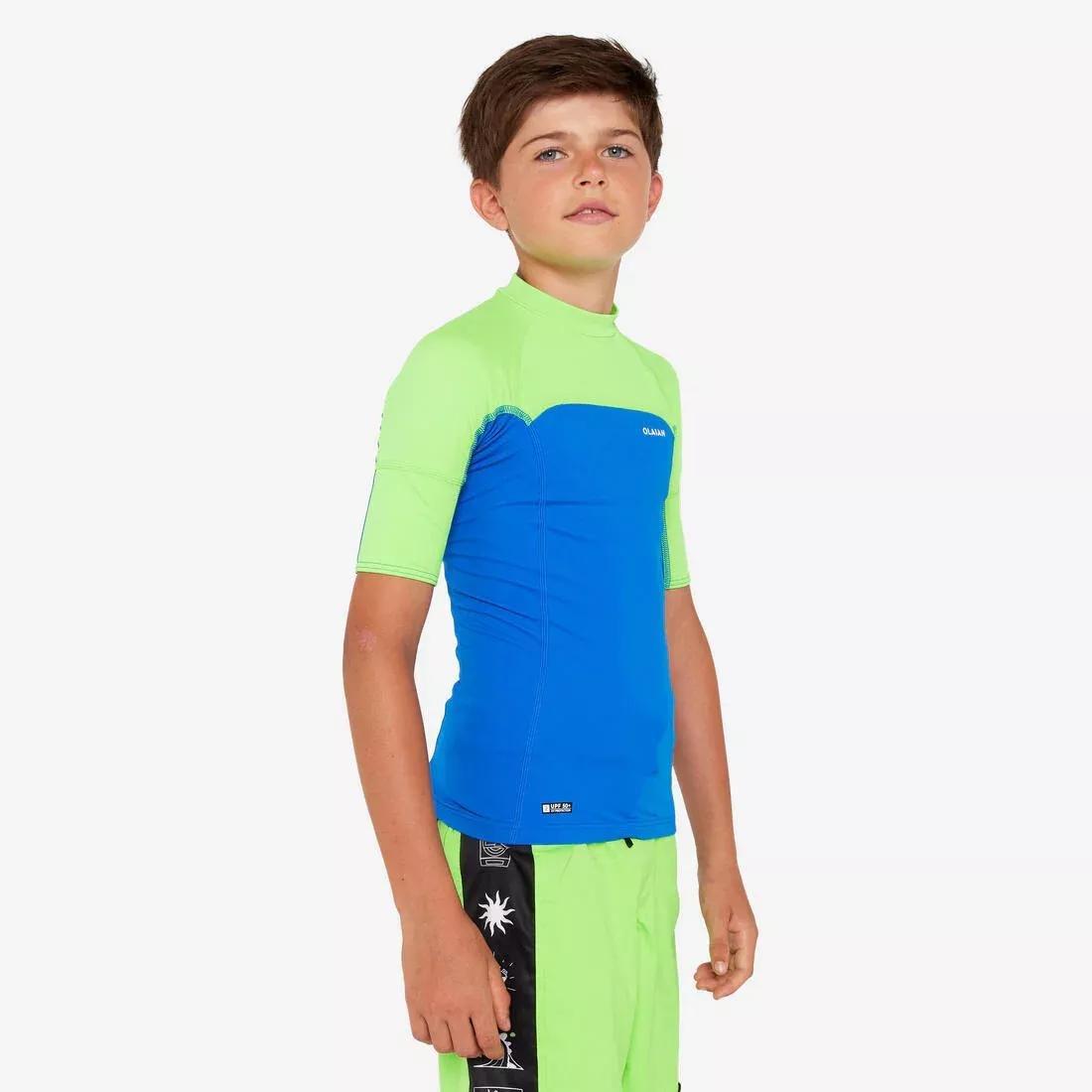 Boys Surfing Anti-UV Short-Sleeved T-Shirt - 500, Blue, No Color, large image number 2