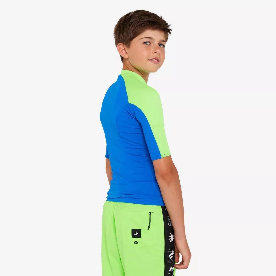 Boys Surfing Anti-UV Short-Sleeved T-Shirt - 500, Blue, No Color, large image number 3