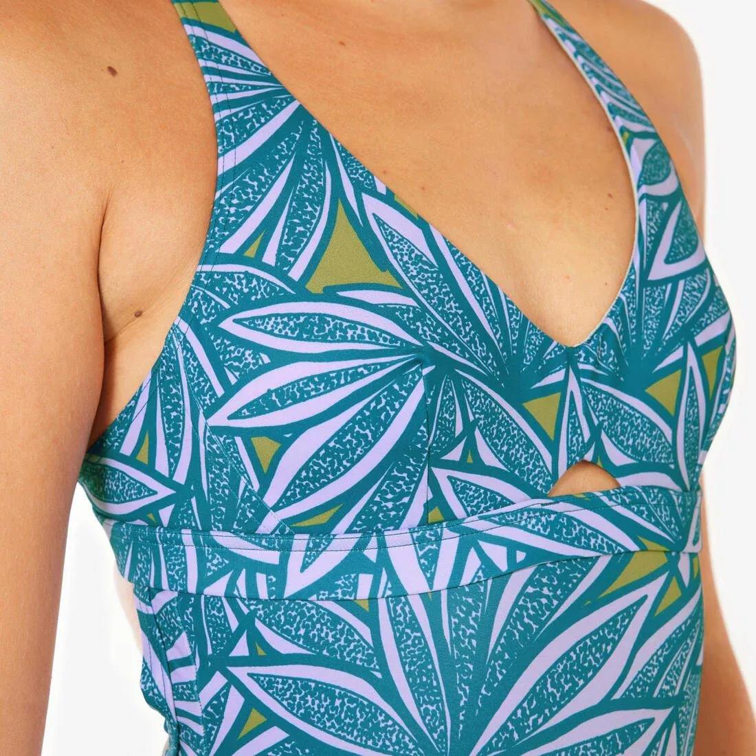 Women surfing 1-piece swimsuit - Agatha flow, Purple, No Color, large image number 4