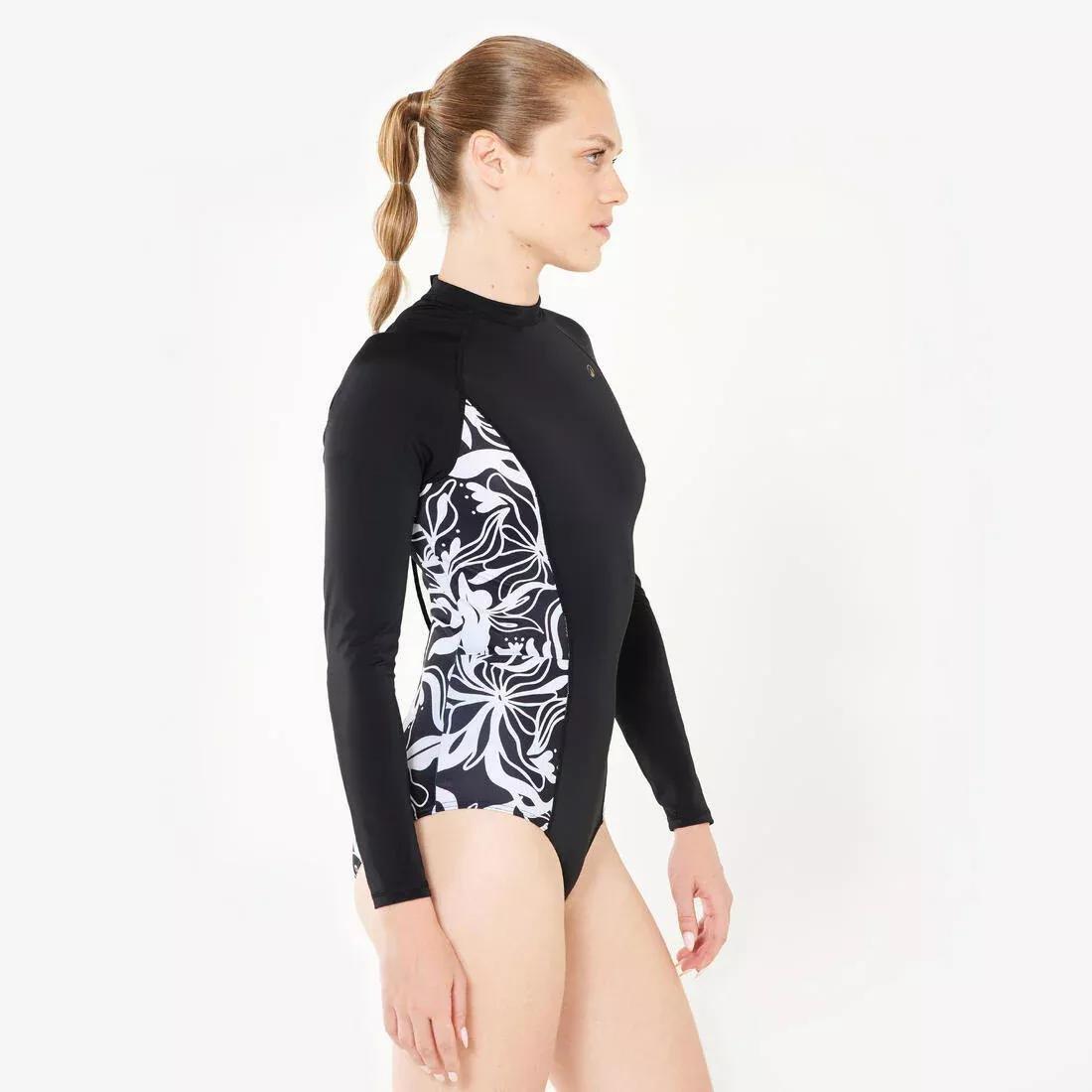 Women Surfing Long Sleeve 1-Piece Swimsuit - Dani, Black, No Color, large image number 3