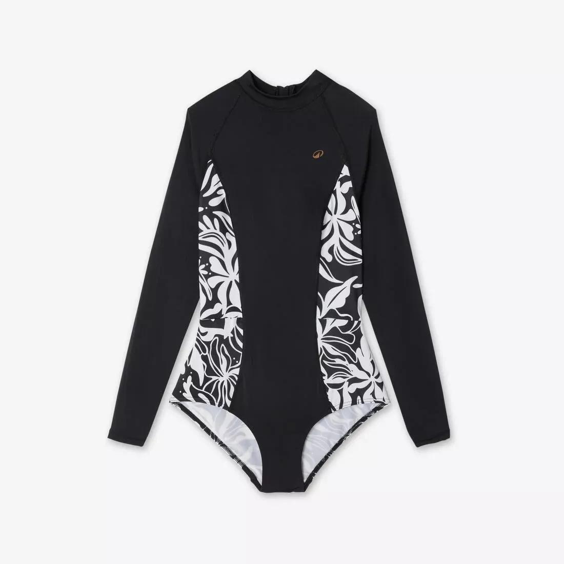 Women Surfing Long Sleeve 1-Piece Swimsuit - Dani, Black, No Color, large image number 6