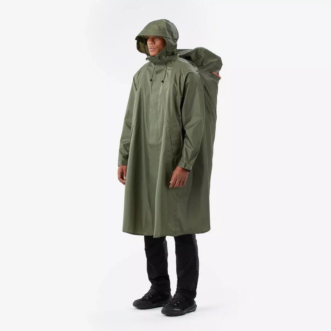 Adjustable rain and hiking poncho - 75 L max - MT900 2.0, Khaki, No Color, large image number 2