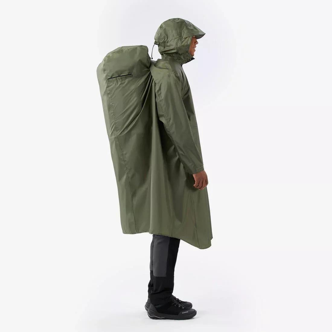 Adjustable rain and hiking poncho - 75 L max - MT900 2.0, Khaki, No Color, large image number 4