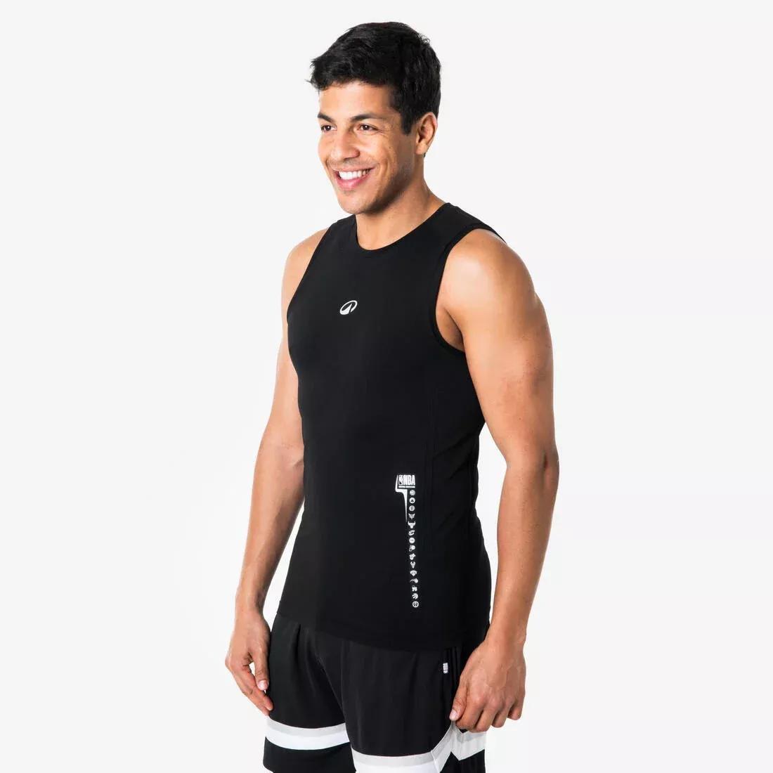 Men Sleeveless Basketball Base Layer Shirt Tank - 500 NBA, White, No Color, medium