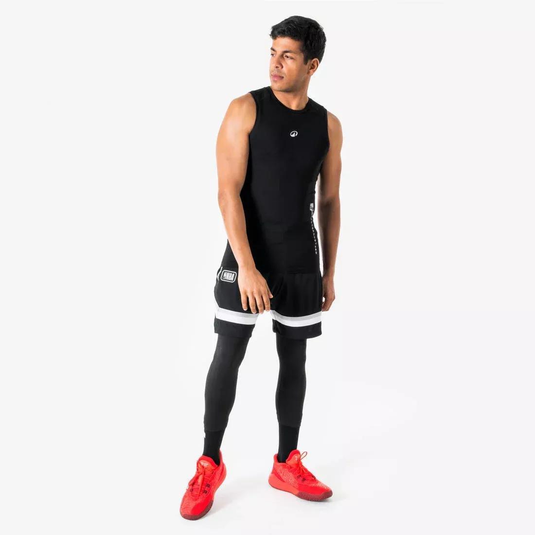 Men Sleeveless Basketball Base Layer Shirt Tank - 500 NBA, White, No Color, medium