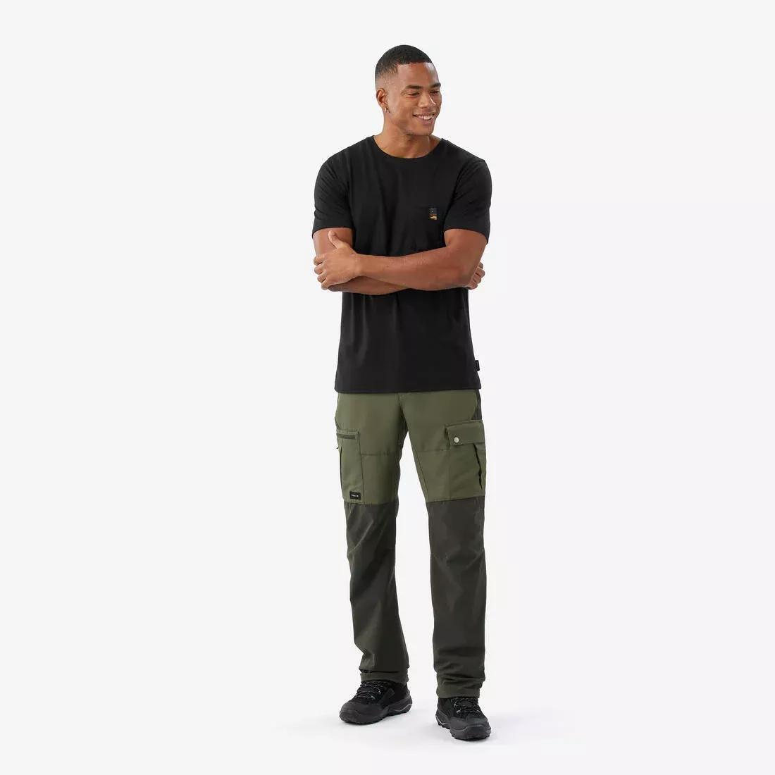 BRONZE KHAKI GREEN Men's durable trekking trousers - MT500, No Color, medium