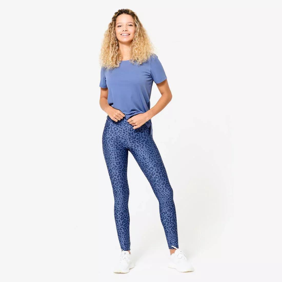 Women High-Waisted Fitness Leggings, Blue, No Color, large image number 2