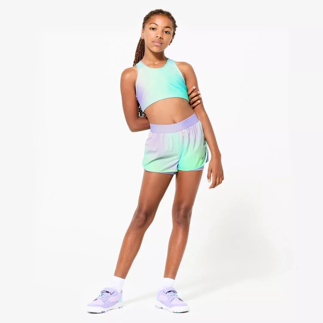 Kids Girls Multisports 2-in-1 Breathable Shorts, Multicolour, No Color, large image number 1