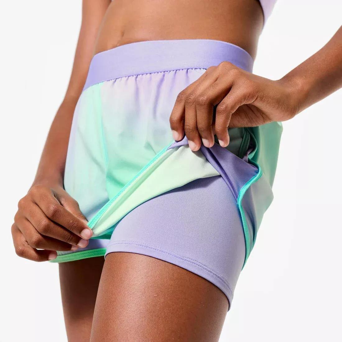 Kids Girls Multisports 2-in-1 Breathable Shorts, Multicolour, No Color, large image number 2