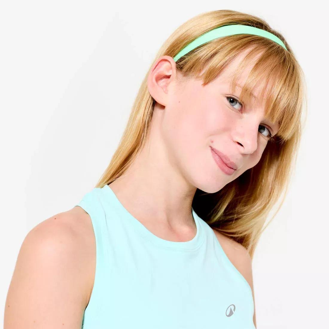 Kids Girls Multisport Thin Headbands Twin-Pack - Green/Purple Leopard Print, Pink, No Color, large image number 2