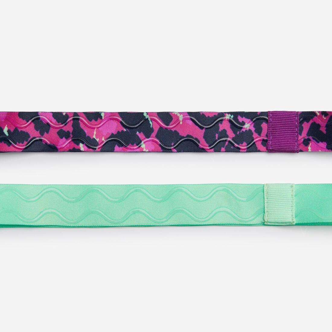 Kids Girls Multisport Thin Headbands Twin-Pack - Green/Purple Leopard Print, Pink, No Color, large image number 4