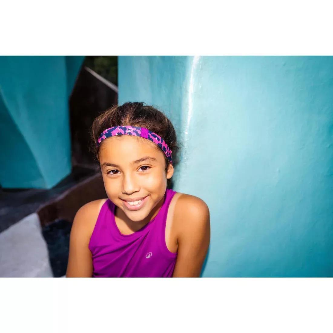 Kids Girls Multisport Thin Headbands Twin-Pack - Green/Purple Leopard Print, Pink, No Color, large image number 5