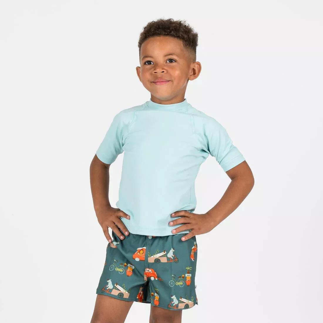 Kids Unisex swim shorts - wave, Khaki, No Color, large image number 1