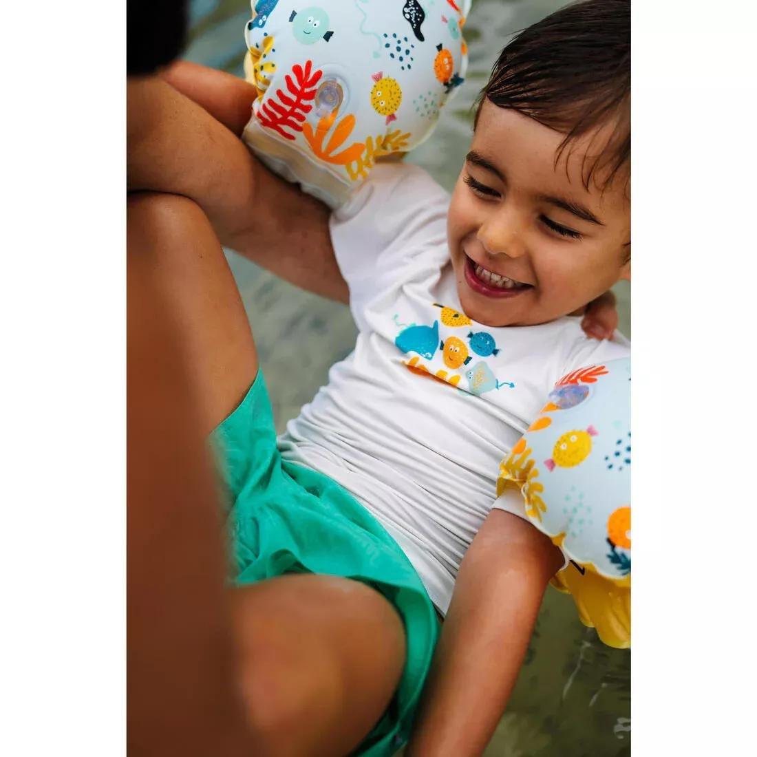 Kids Unisex swim shorts - wave, Khaki, No Color, large image number 9
