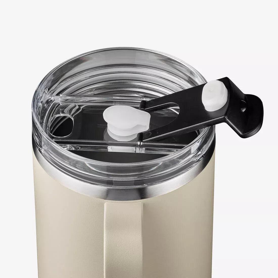 1 L insulated mug with straw in stainless steel - for hiking and camping, Beige, No Color, large image number 3