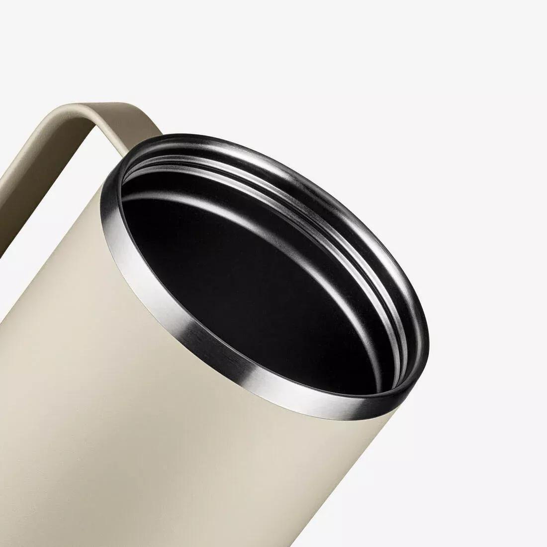 1 L insulated mug with straw in stainless steel - for hiking and camping, Beige, No Color, large image number 6