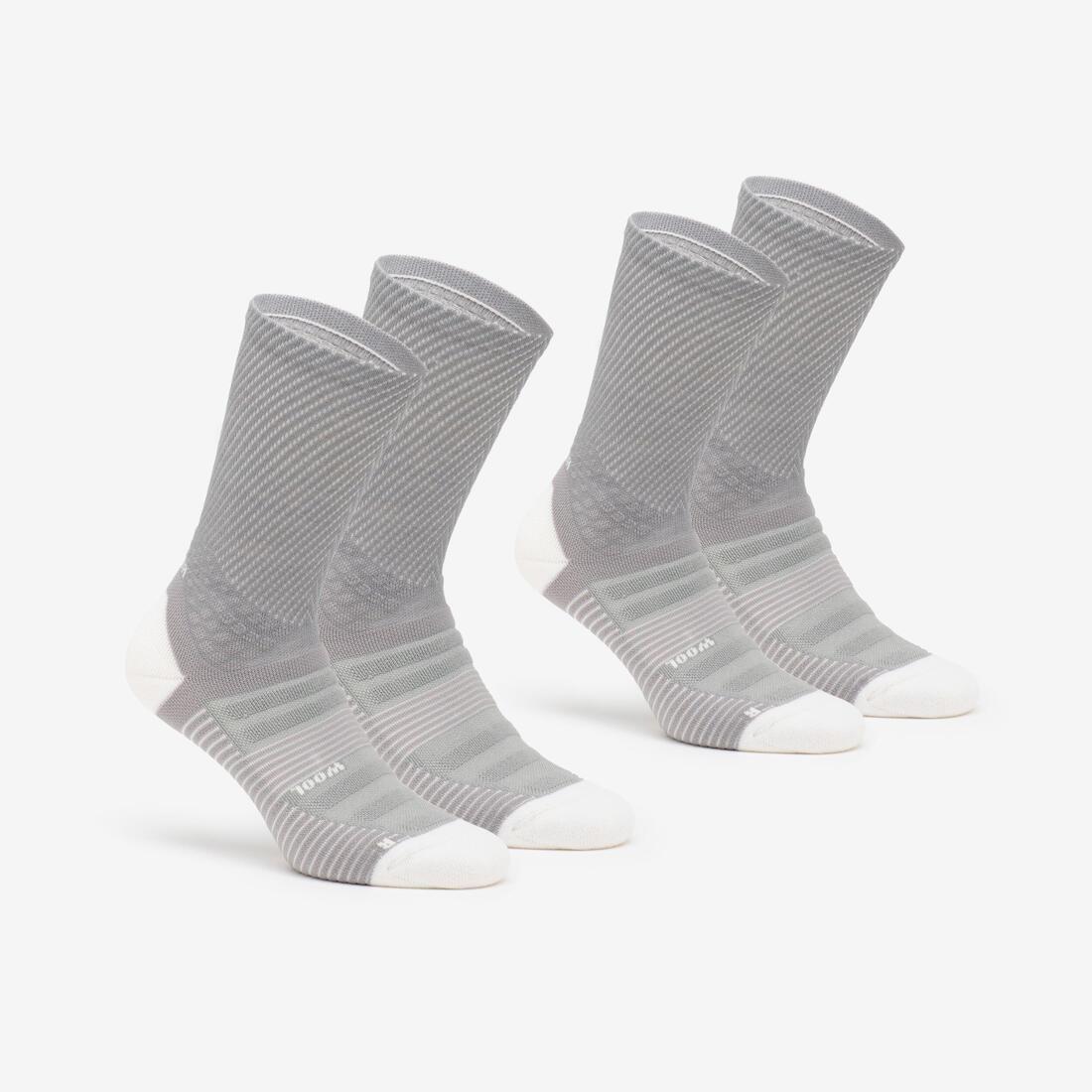 QUECHUA--SOCKS HIKE 900 HIGH G REY X2, No Color, medium