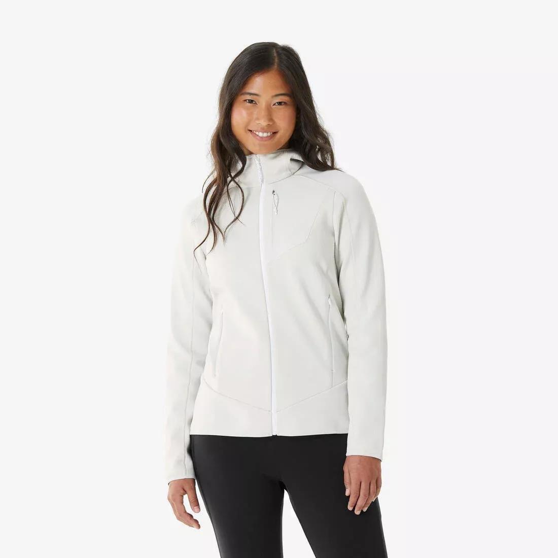 Women mountain hiking fleece jacket - MH500 Full Zip, Beige, No Color, large image number 0