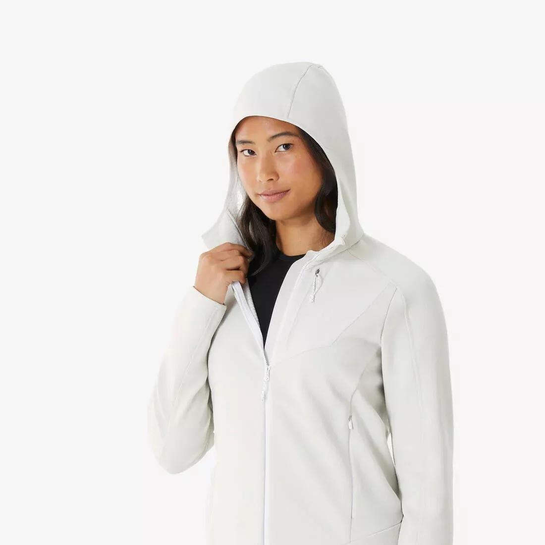 Women mountain hiking fleece jacket - MH500 Full Zip, Beige, No Color, large image number 4