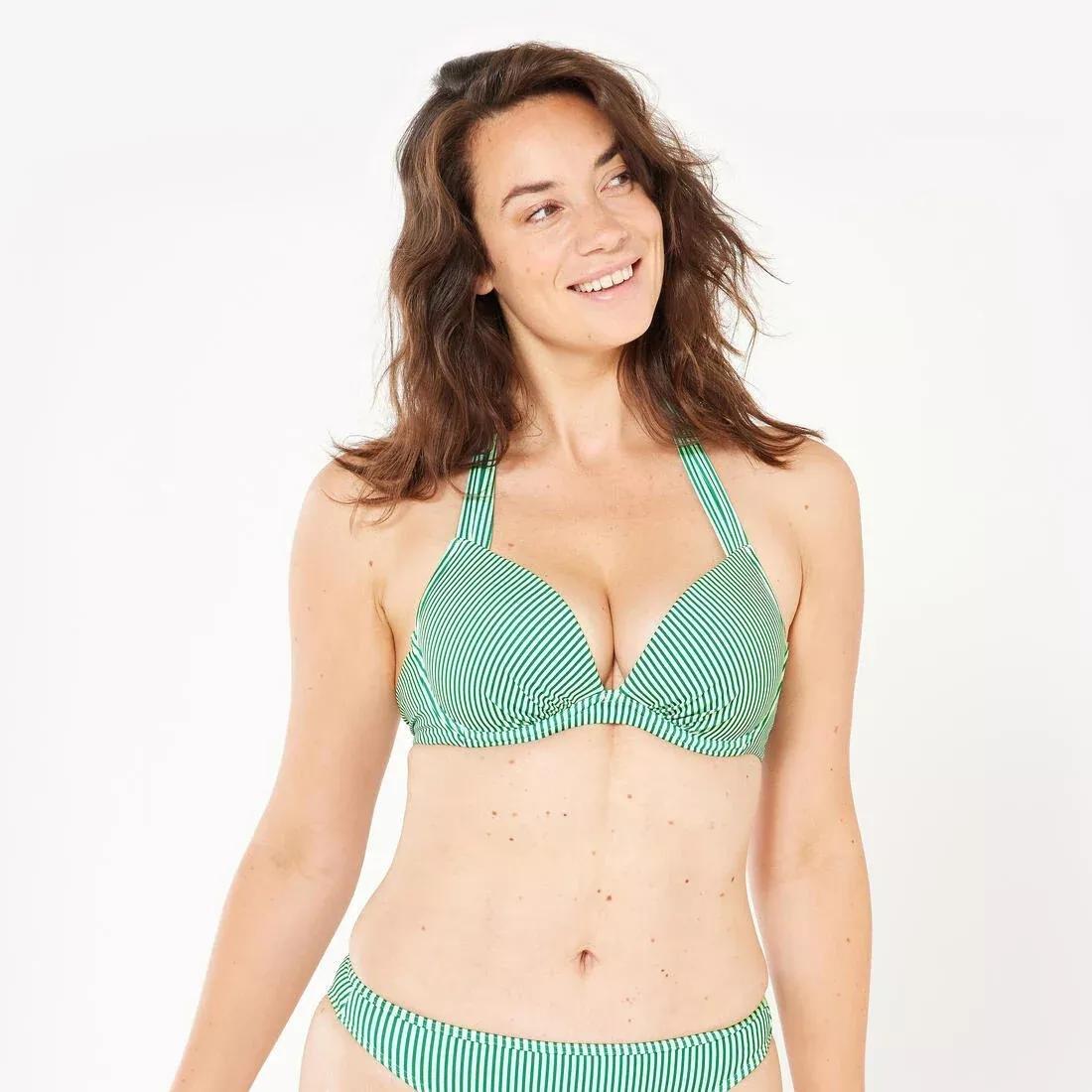 Women Surfing Push-Up Bikini Top - Elena Borabora, Green, No Color, medium