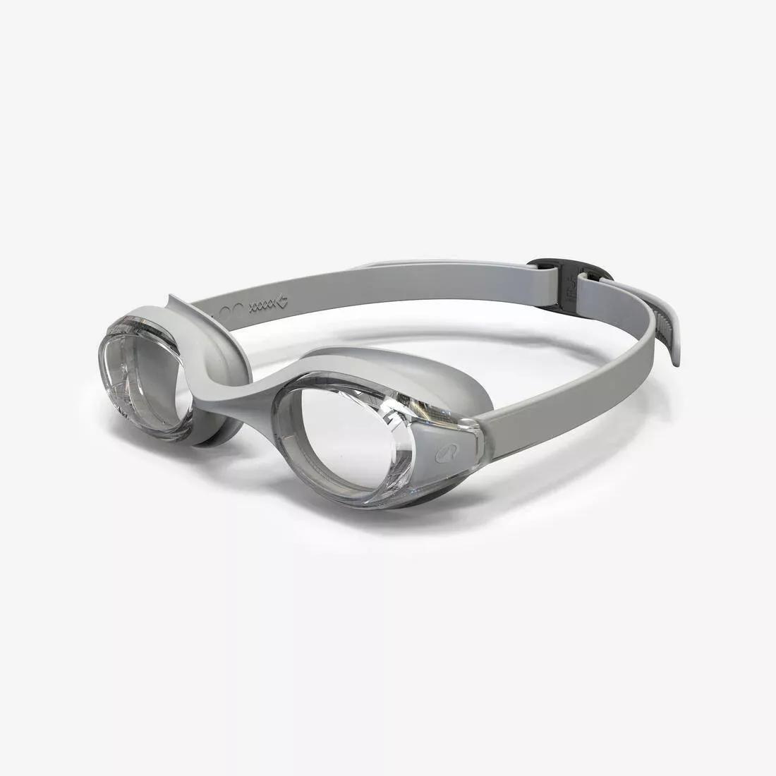 One size swimming goggles with clear lenses, Grey, No Color, medium