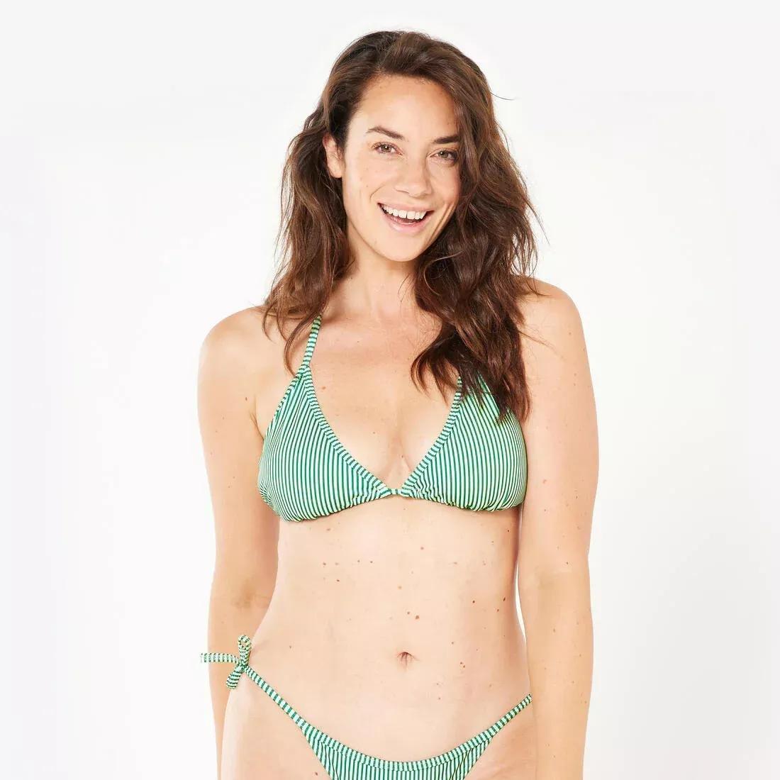 Women surfing floral triangle bikini top - Mae prairie, Black, No Color, large image number 0