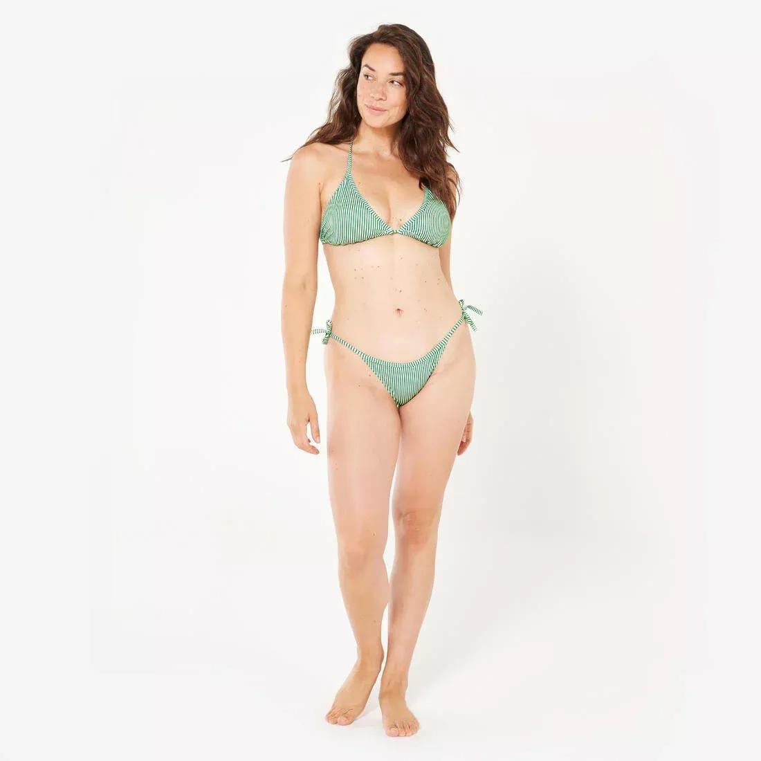 Women surfing floral triangle bikini top - Mae prairie, Black, No Color, large image number 2