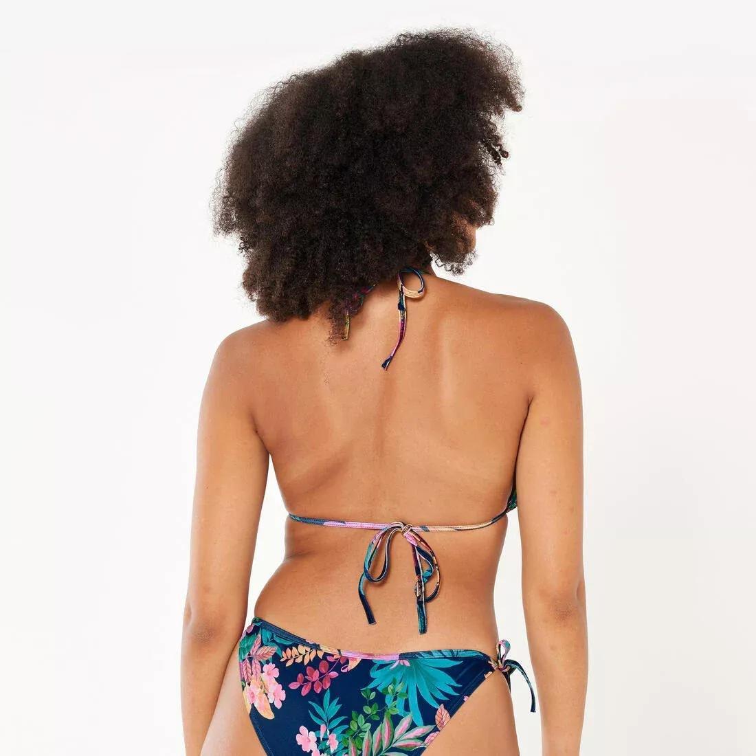 Women surfing floral triangle bikini top - Mae prairie, Black, No Color, large image number 6