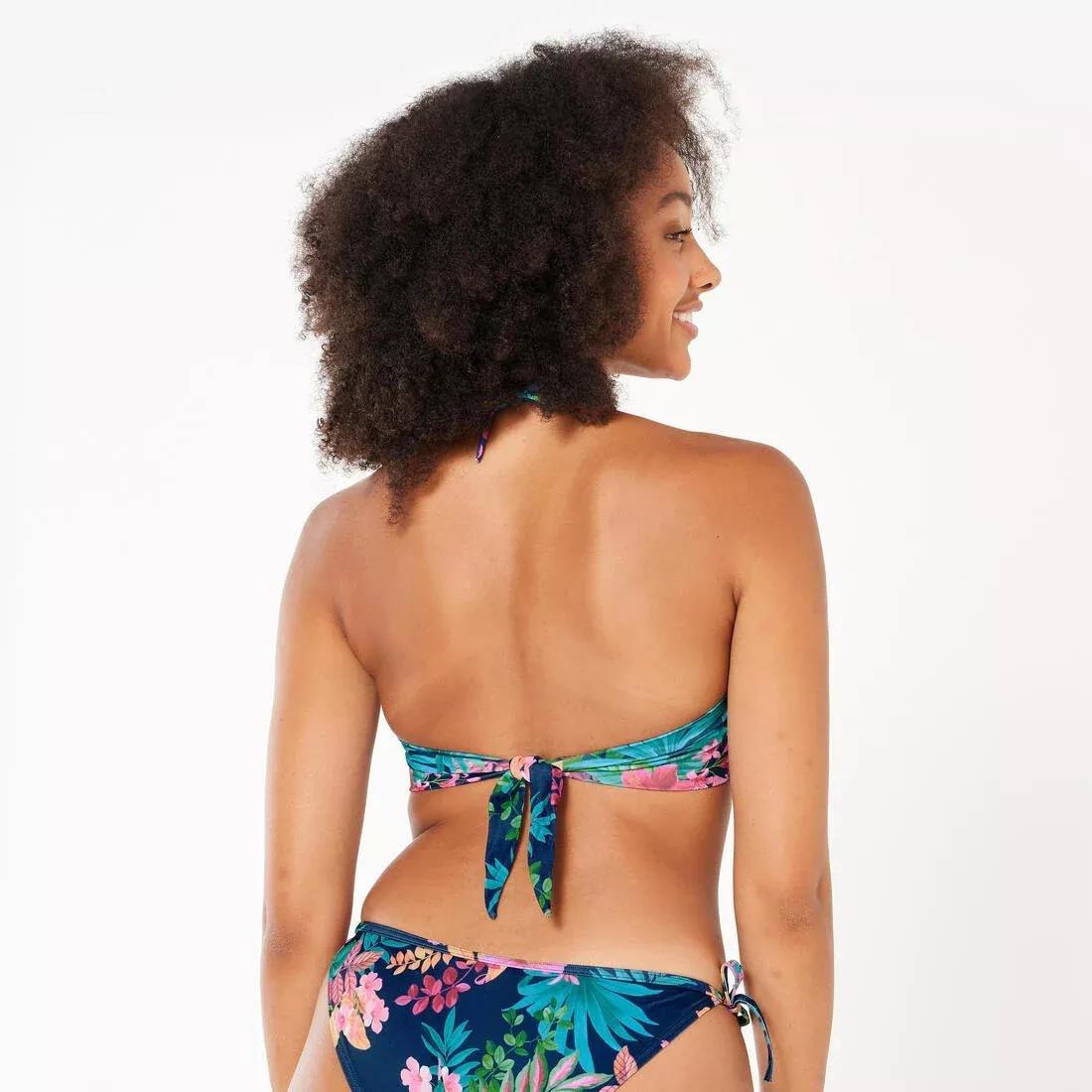 Women surfing floral bandeau swimsuit top - Laura, Blue, No Color, large image number 9