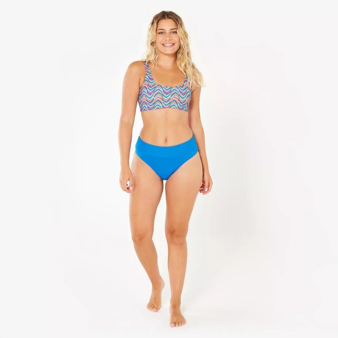 Women High-Waisted Textured Briefs Swimsuit Bottoms - Nora, Blue, No Color, medium