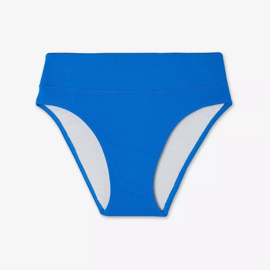 Women High-Waisted Textured Briefs Swimsuit Bottoms - Nora, Blue, No Color, large image number 6