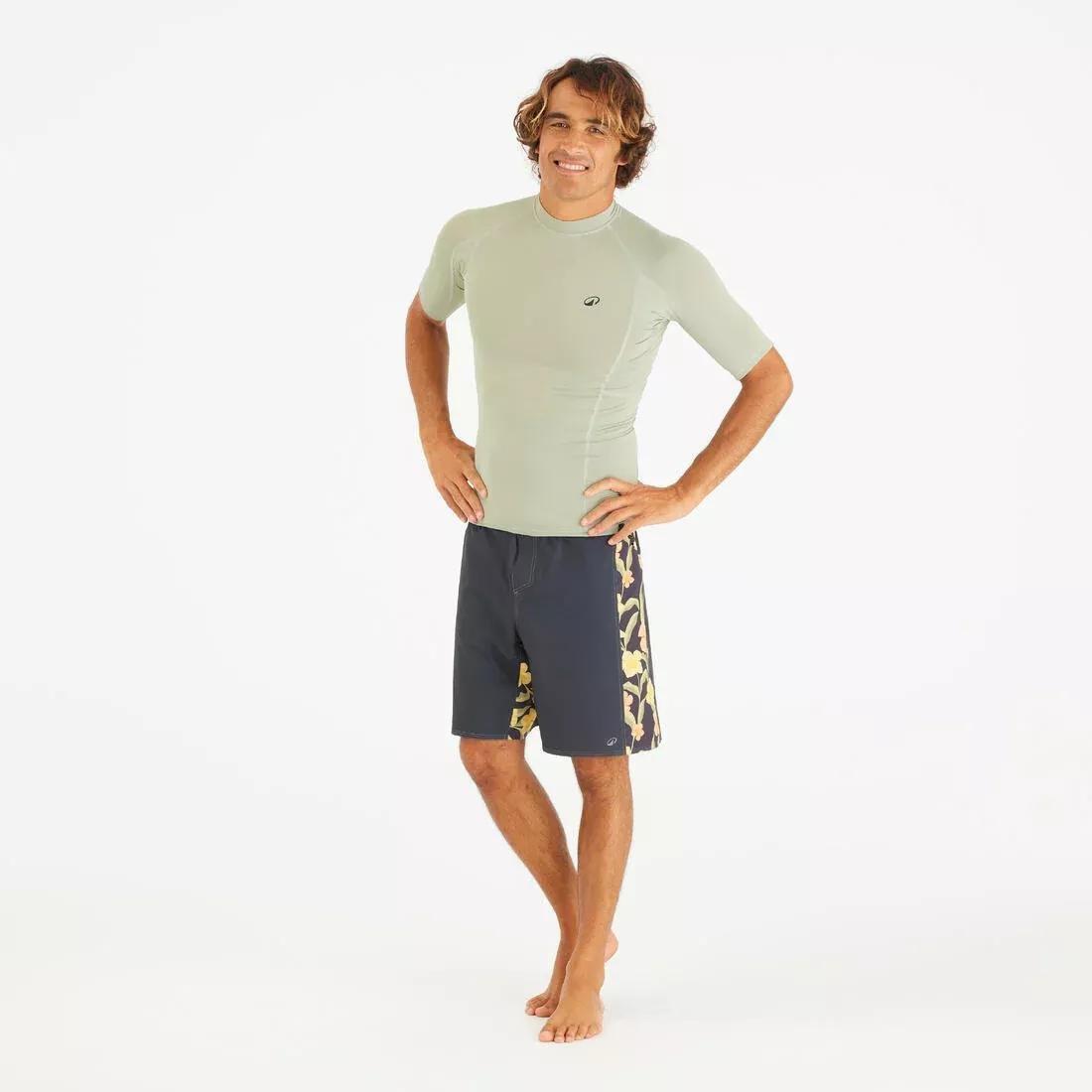 SAGE GREEN Men's short-sleeved UV-protection surfing T-Shirt - 500 Black Beast, No Color, large image number 2