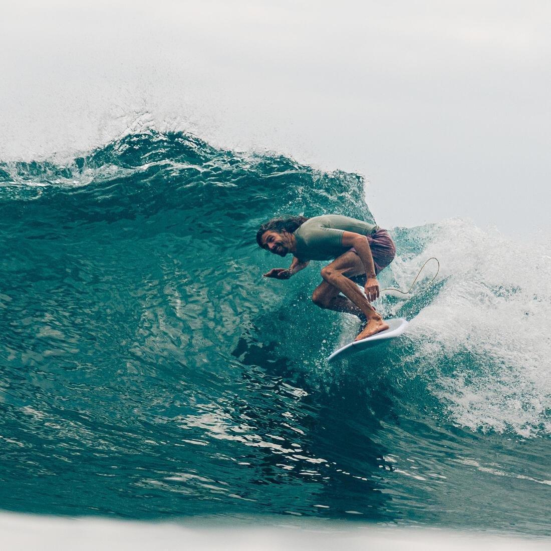 SAGE GREEN Men's short-sleeved UV-protection surfing T-Shirt - 500 Black Beast, No Color, large image number 9