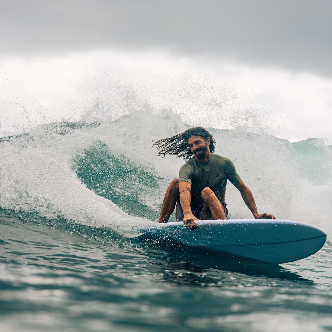 SAGE GREEN Men's short-sleeved UV-protection surfing T-Shirt - 500 Black Beast, No Color, large image number 10