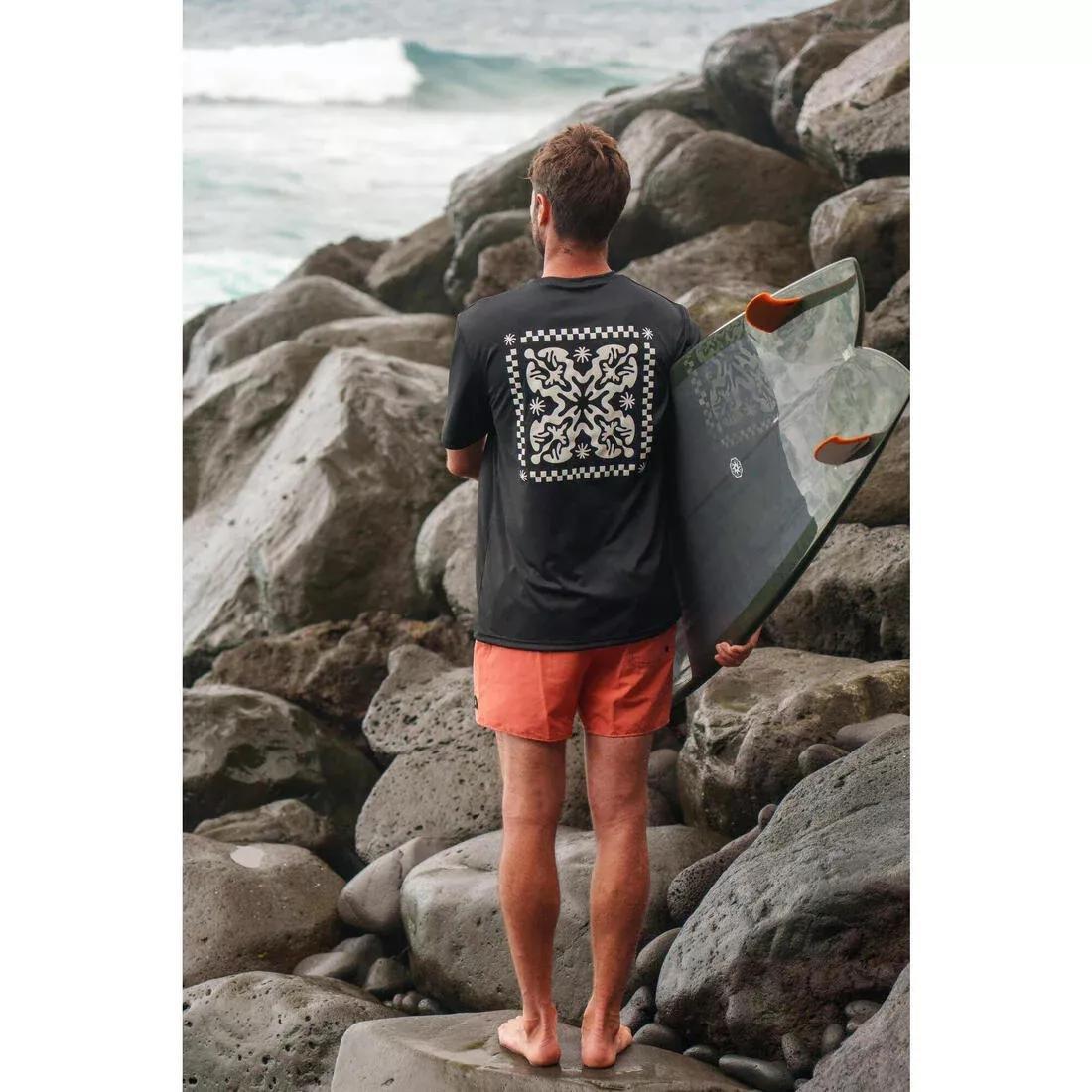 Men Surfing Short-Sleeved Anti-UV T-Shirt, Grey, No Color, large image number 5