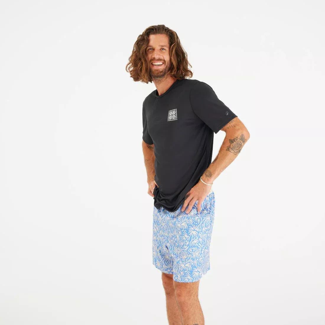 Men Surfing Short-Sleeved Anti-UV T-Shirt, Black, No Color, large image number 0