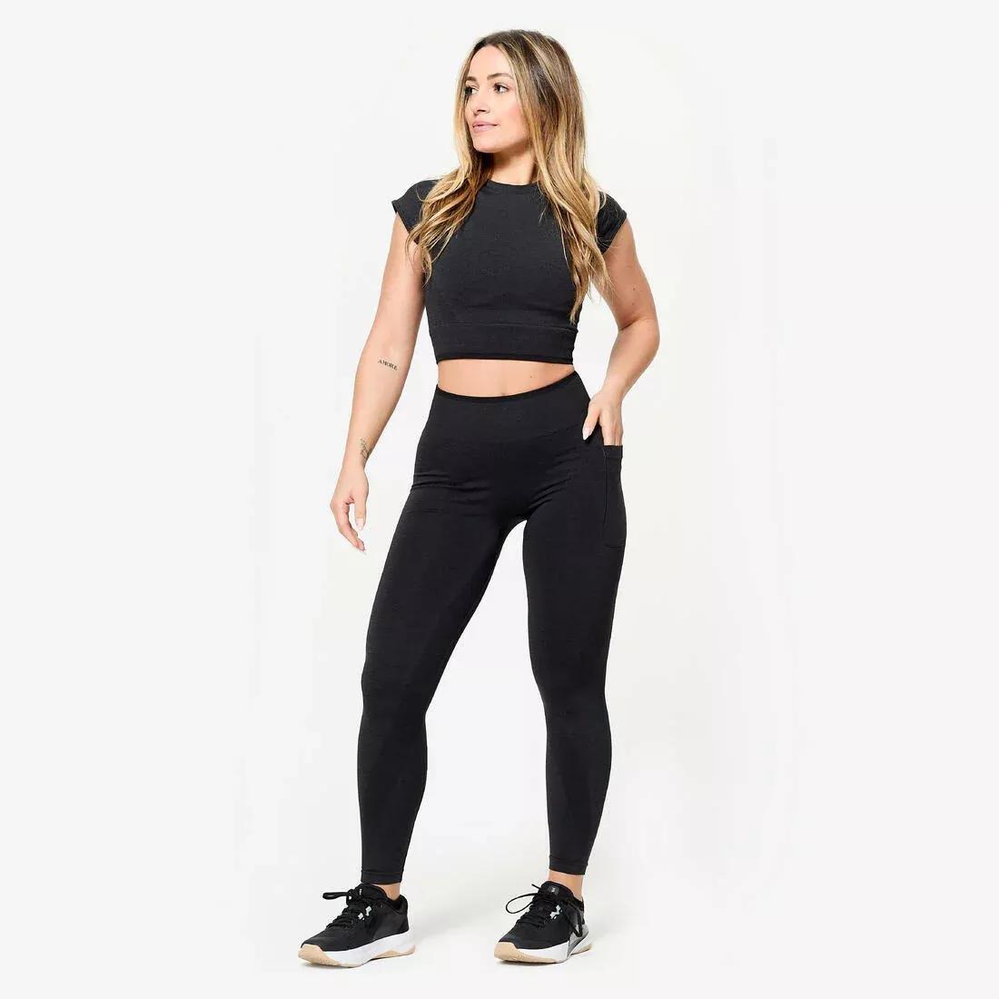 Women Seamless Weight Training Leggings, Grey, No Color, large image number 2