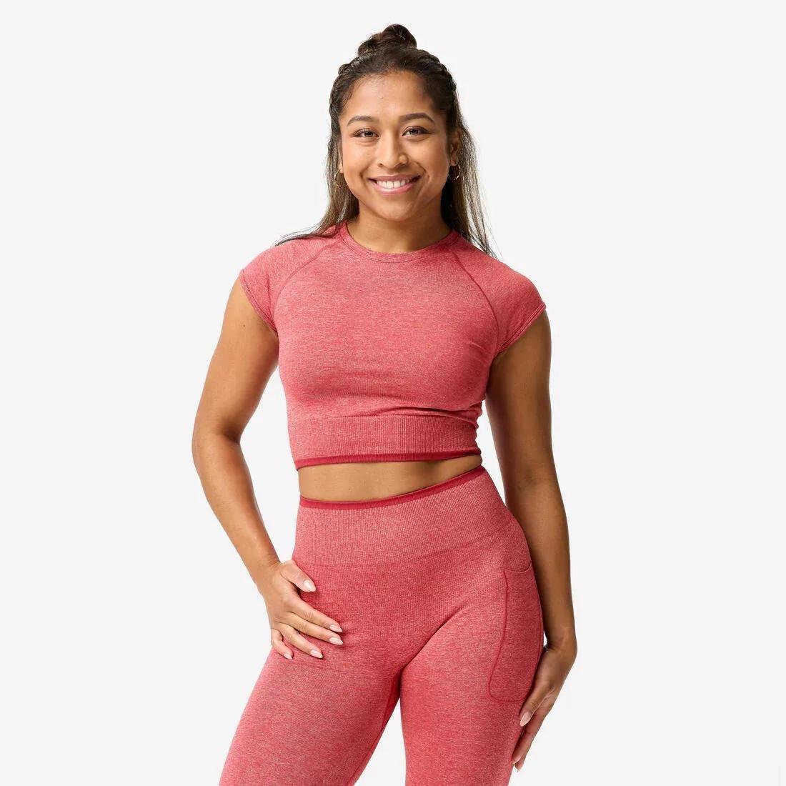 Women Seamless Weight Training Crop Top, Grey, No Color, large image number 1