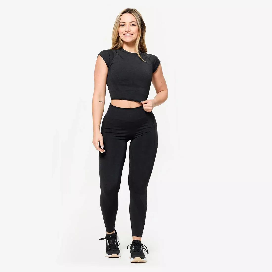 Women Seamless Weight Training Crop Top, Grey, No Color, large image number 3