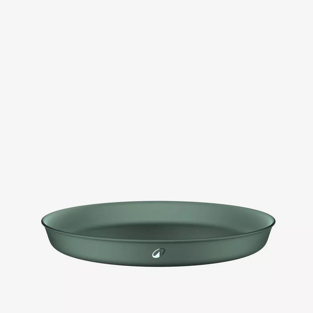 &Oslash;19Cm 100 Plastic Plate For Camping And Bivouacking, Green, No Color, large image number 0