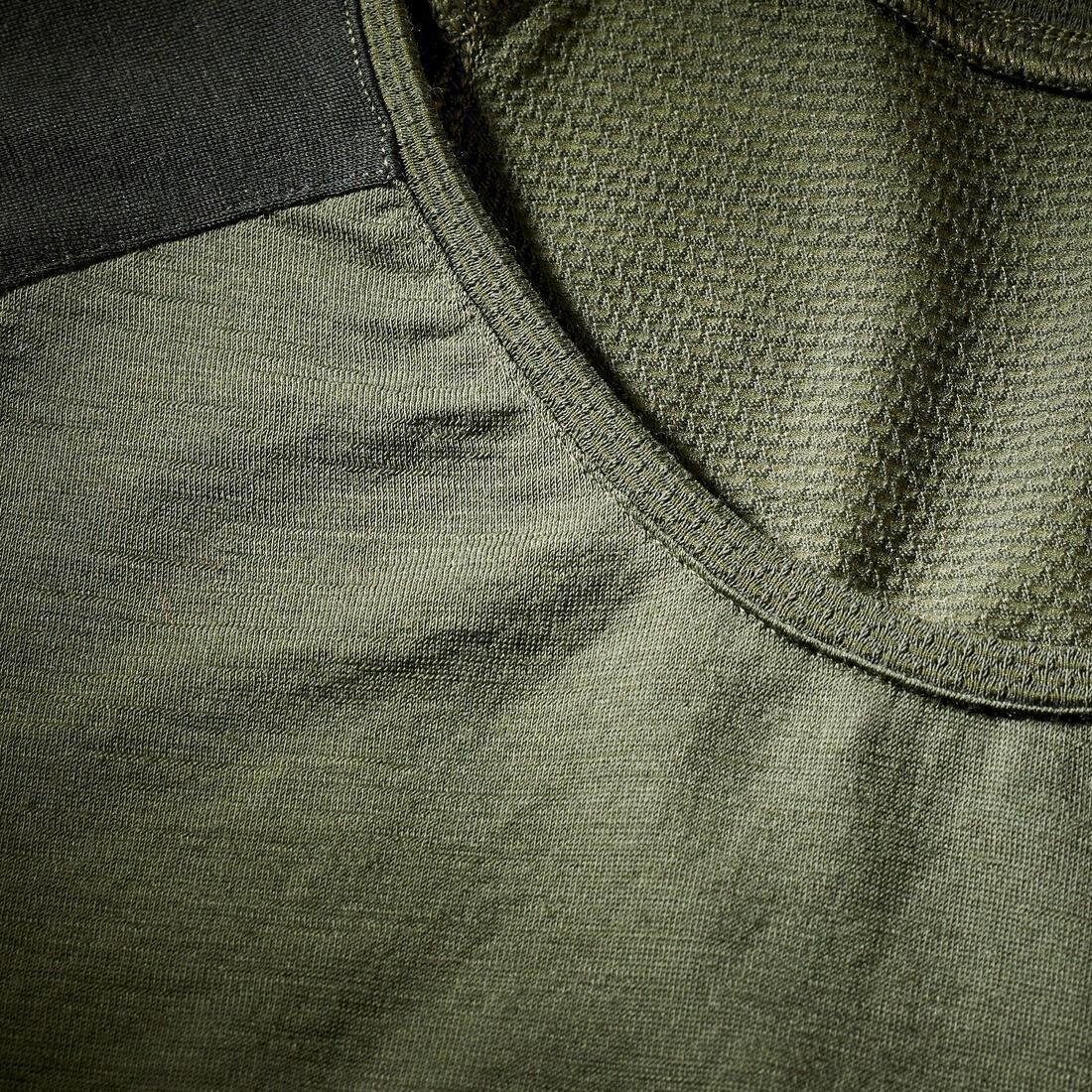 Women Merino Wool Short-Sleeved Trekking T-Shirt - MT500, Khaki, 5401_000, large image number 6