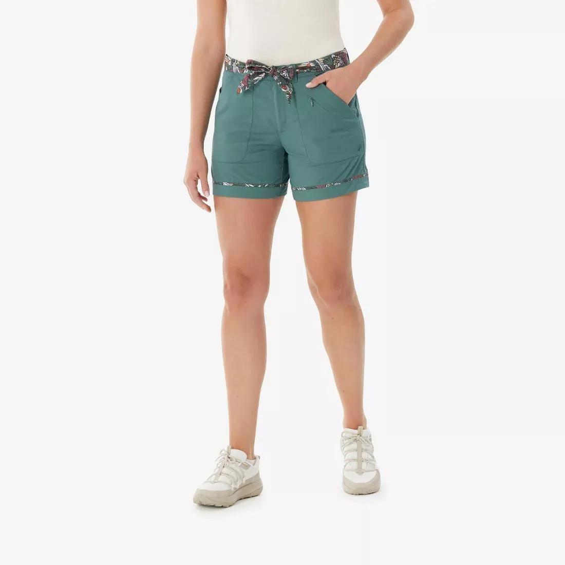 Women Six-Pocket Hiking Shorts - NH500, Khaki, No Color, medium
