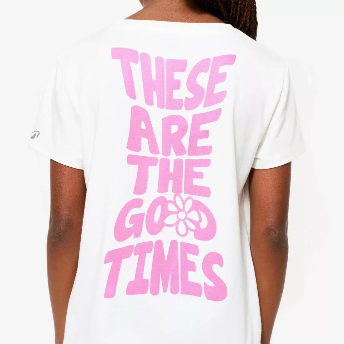 Kids Girls Multisports Cotton T-Shirt, White, No Color, large image number 3