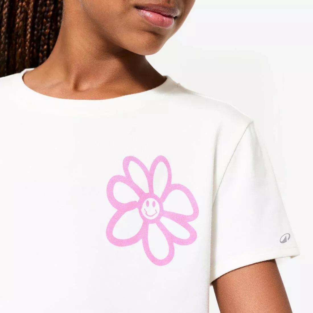 Kids Girls Multisports Cotton T-Shirt, White, No Color, large image number 5