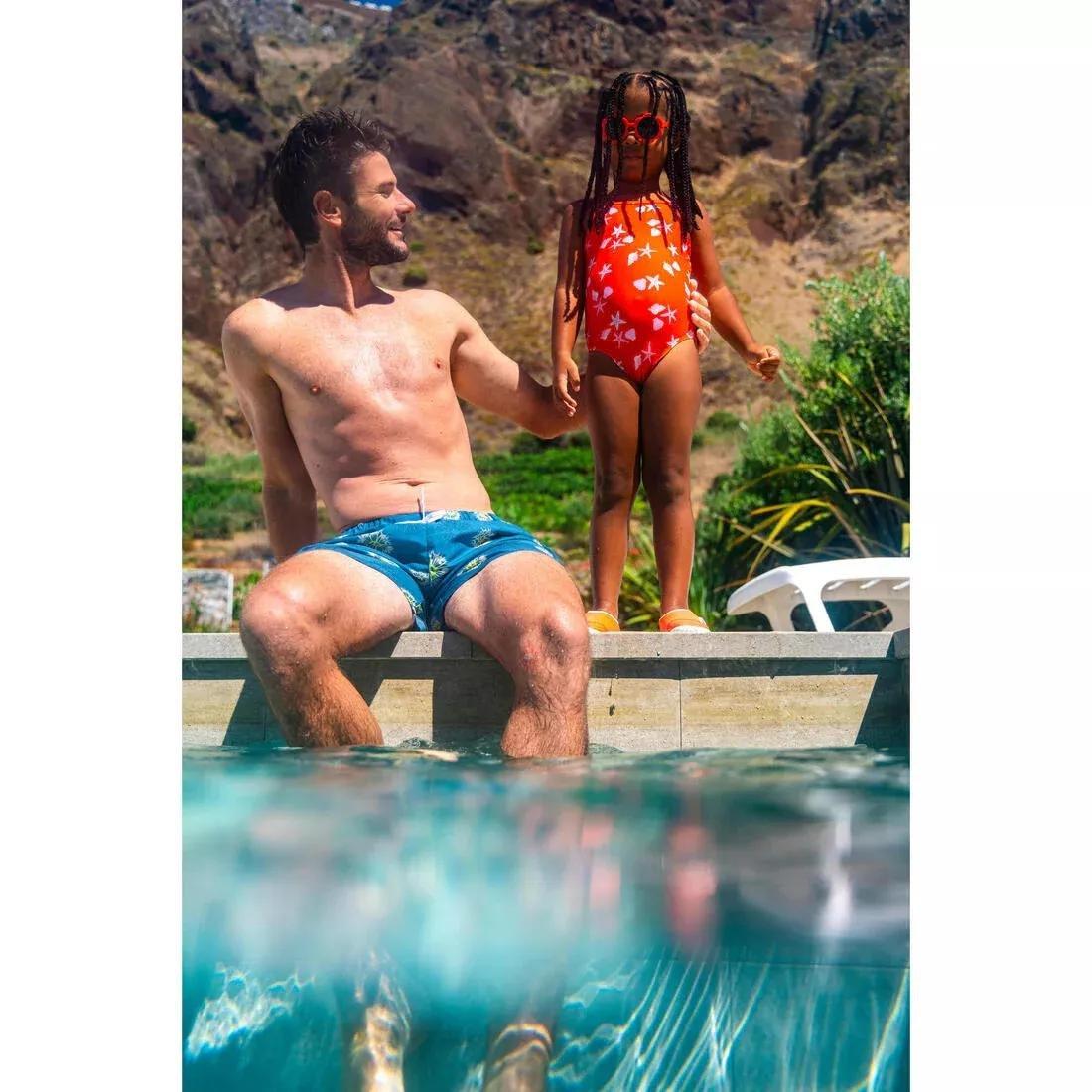 Kids Girls One-Piece Swimsuit - Pink with Gazelle Print, Red, No Color, large image number 5